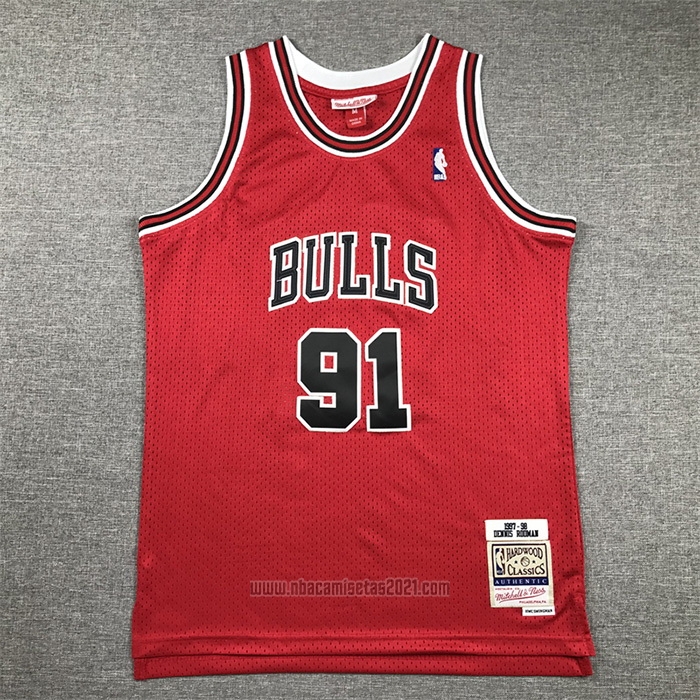 Camiseta Nino Chicago Bulls Dennis Rodman #91 Mitchell & Ness 1997-98 Rojo